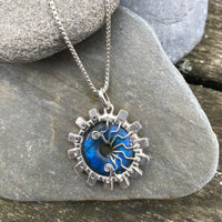 Labradorite Silver cog necklace