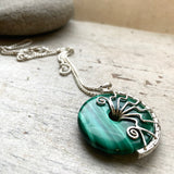 Malachite fossil necklace